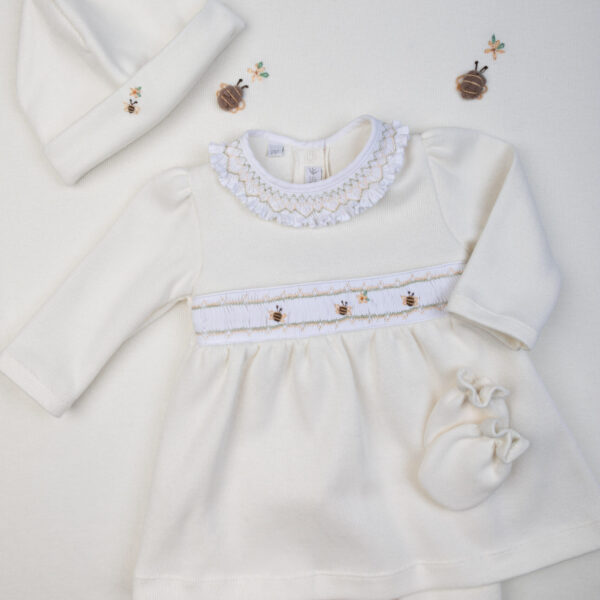 Vestido Manga Longa Smock Baby Bee
