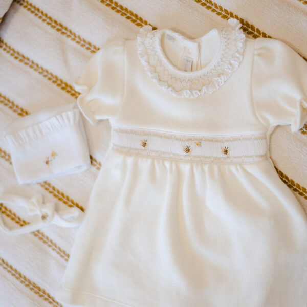 Vestido Manga Curta Smock Baby Bee