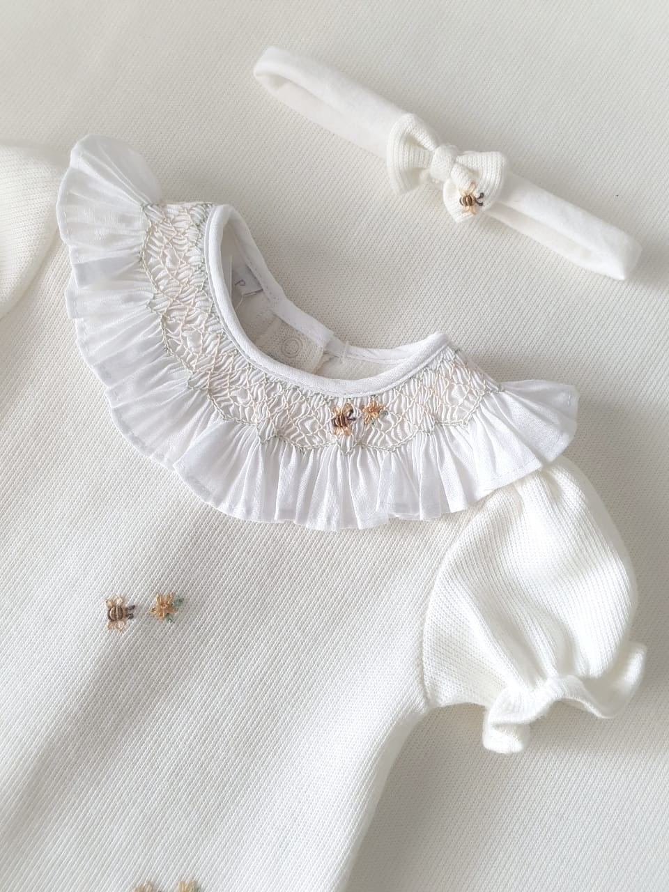 baby romper e tiara conj